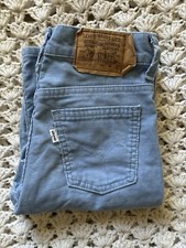Vintage Levis Pants 26x28 Slim Blue Corduroy 719 Student American White Tab USA