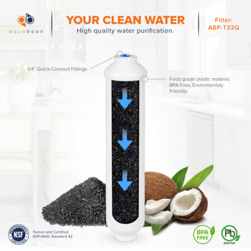 1PK Premium Aquaboon T33Inline Post/Carbon Polishing Water Filter Cartridge QC - Picture 3 of 7