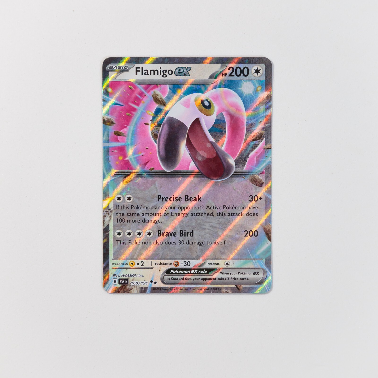 FLAMIGO EX 160/191 SURGING SPARKS POKEMON (DOUBLE RARE, NM)