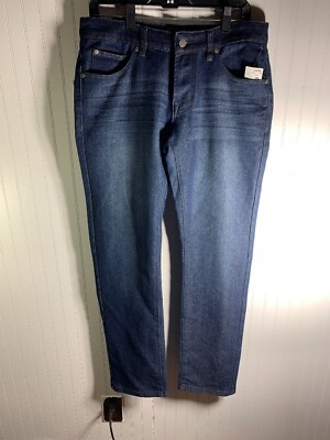 MENS SLIM STRAIGHT DARK DENIM JEANS SZ 30X32 mb studios