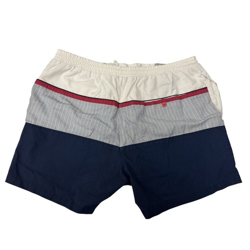 Vtg 80's Pierre Cardin Blue White COLOR BLOCK Swim Trunk SURFER Beach Shorts - Picture 2 of 11