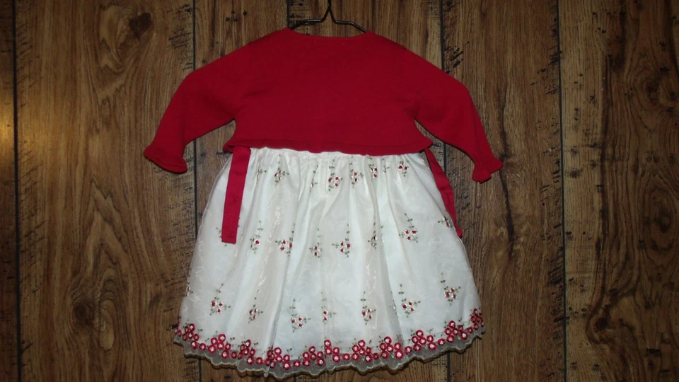CINDERELLA 2-PIECE GIRL'S SIZE 18 M IVORY/w BURGUNDY FLOWERS & COVER SET EUC Foto 2 de 4