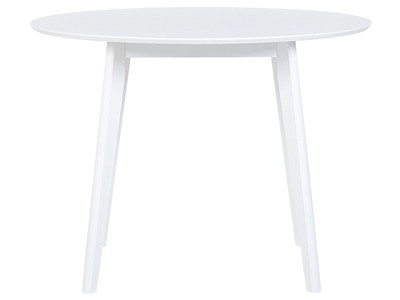 Esszimmertich dia. 100 cm MDF-Platte/Gummibaumholz weiß Roxby
