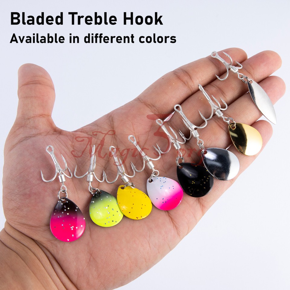 10pcs Fishing Treble Hooks with Spinner Willow Colorado Bladed Hook