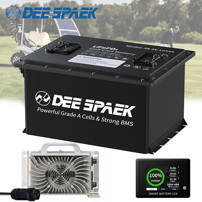 36V 105Ah Battery LiFePO4 Lithium Golf Cart 200A BMS 10000+Cycles +Monit+Charger