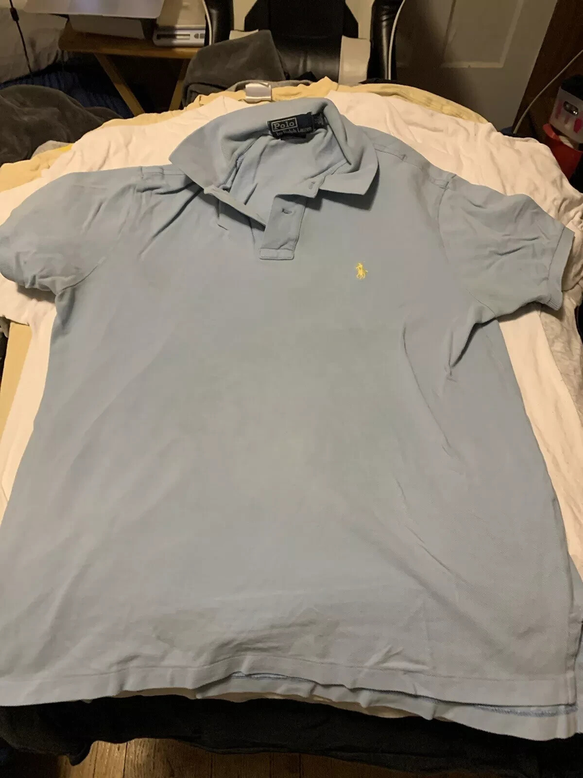 Camicia Ralph Lauren adulto uomo media manica corta blu a righe logo pony