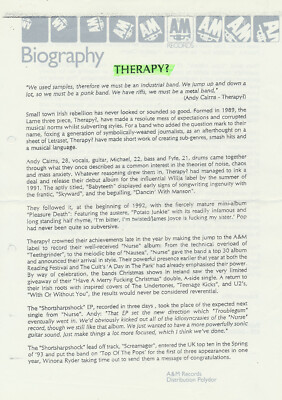 Therapy? - Biography - February 1994 [Holland] - Press Release