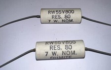 OHMITE 80 OHM 7 WATT RESISTORS  CERAMIC RW55V800 NEW LOT OF 2