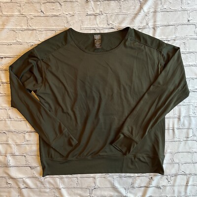 Champion Army Green Athletic Long Sleeve Shirt Technical Lightweight XL  Womens