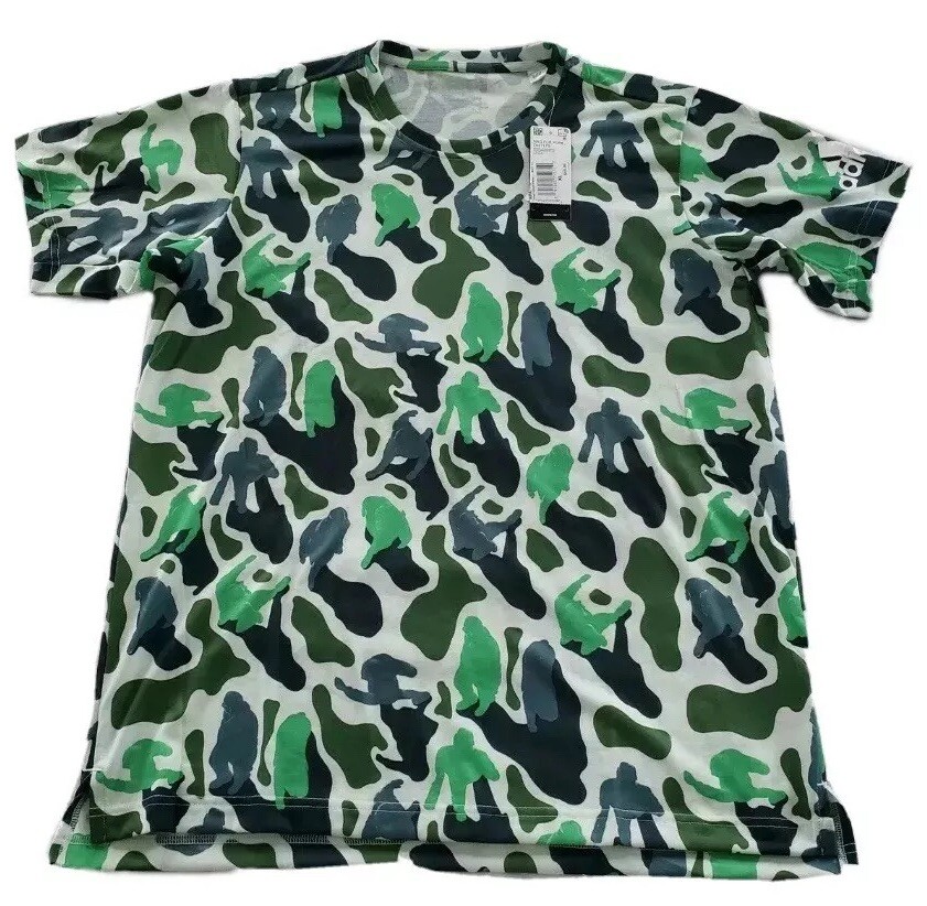 Men's Adidas Pharrel Williams NERD Climalite Camo T Shirt Green Prime Large  NEW