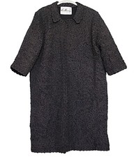 Lee Herman Couture Vintage Coat Jacket Knit Covered In Shirred Ribbon Black 60s
