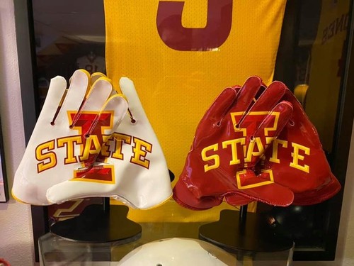 Football Receiver Gloves Display w/ Stand for West Virginia Mountaineers Gloves! - Picture 5 of 10