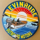 Vintage Evinrude Outboard Motors Classic Porcelain Enamel Advert Sign 11.75"