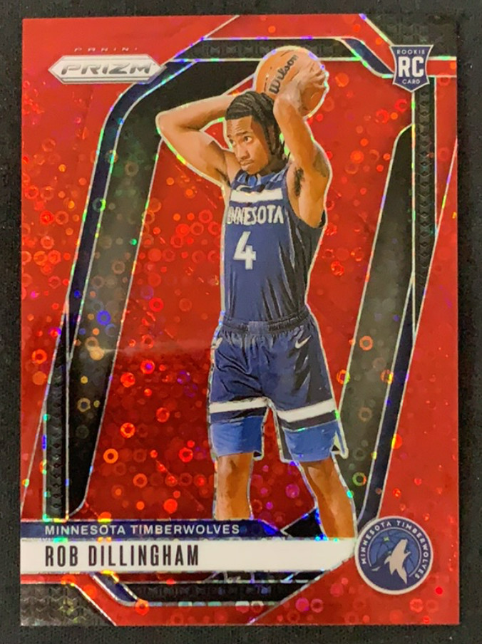 Rob Dillingham 2024-25 Panini Prizm 070/100 Red Disco RC Timberwolves #250