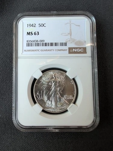 1942 50c Walking Liberty Half Dollar Brilliant Uncirculated NGC MS 63