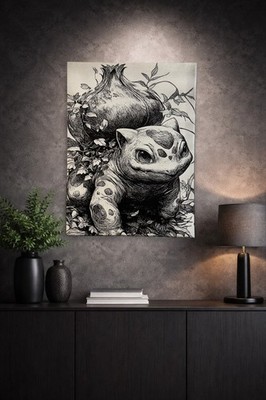 Bild Kreatur Natur Anime Stil Schwarz Weiß Wanddeko Gaming 30x40 cm