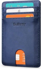 Buffway Mens Slim Wallet, Minimalist Thin Front Pocket Seattle Navy Blue 