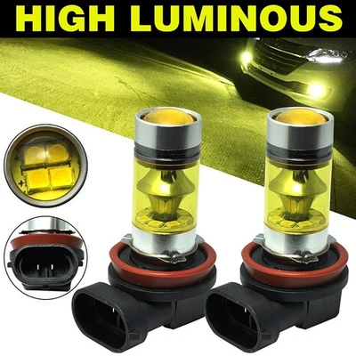 DC12V ~24V Feu Anti Brouillard Voiture H11 H8 Jaune 2323 LED 100W Ampoules Haut - Photo 1/4