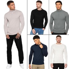 Enzo Mens Knit Jumper Plain Work Sweatshirt Top Pullover Jersey
