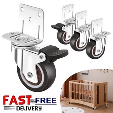 SET OF 4 x HEAVY DUTY 50mm 2" WHEEL SWIVEL CASTORS FITS CABINET TABLE CRIB NEW