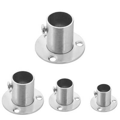 Tube Support Closet Bar Stand Wardrobe Hanging Rail Rod Pole Socket End Silver