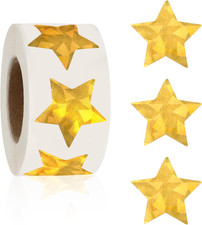 Star Stickers, 500 PCS Holographic Gold Star Stickers, 1 Inch Self Adhesive M...