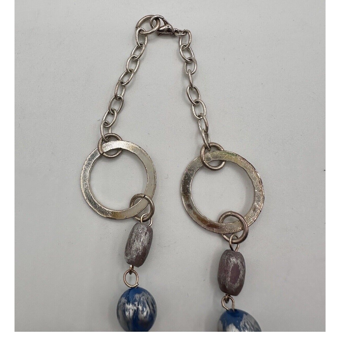 Chic Silver Tone Blue Grey Beaded Statement Neckl… - image 10