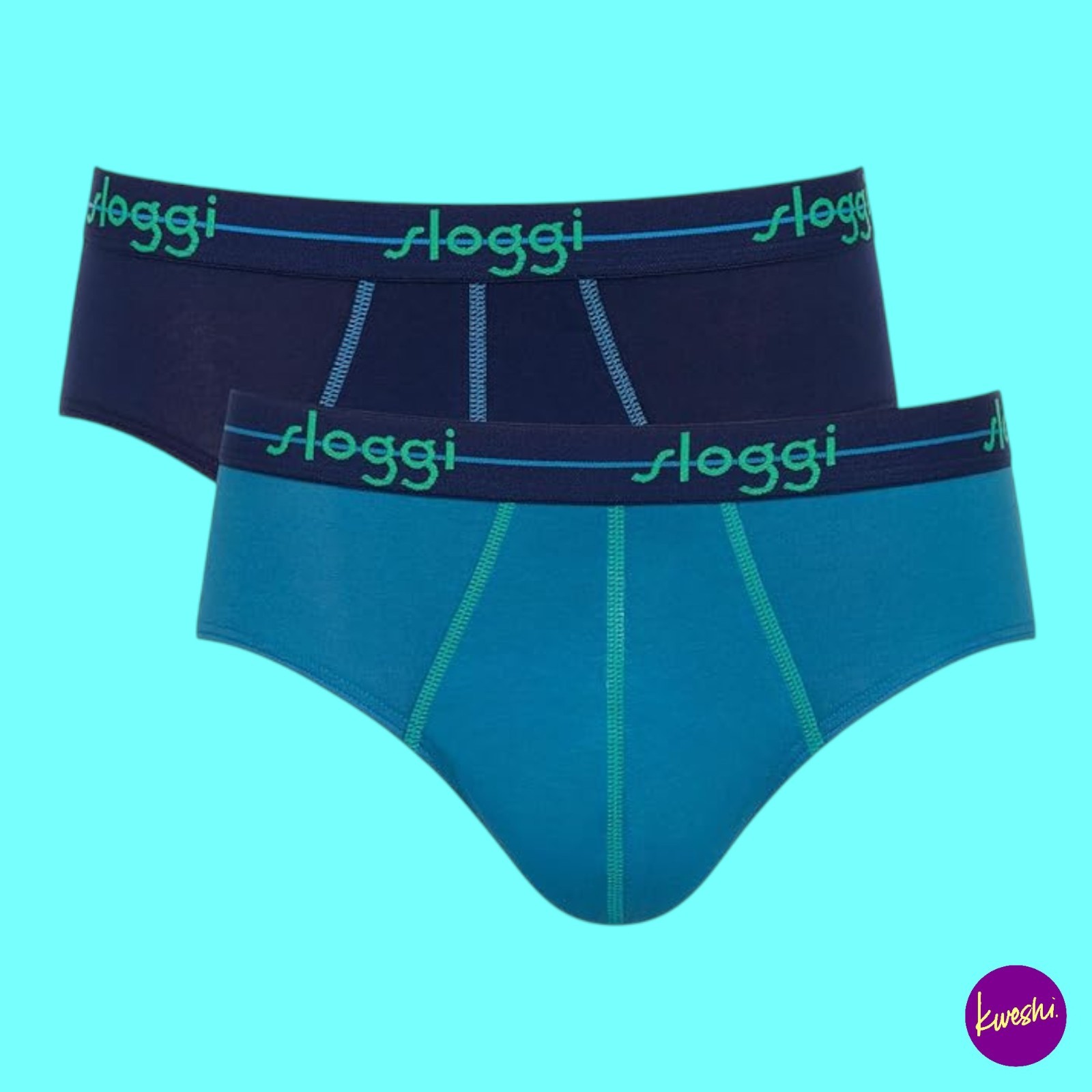 SLOGGI Men's Start Midi Briefs, Set of 2, Cotton Stretch, Multicolour, UK 36