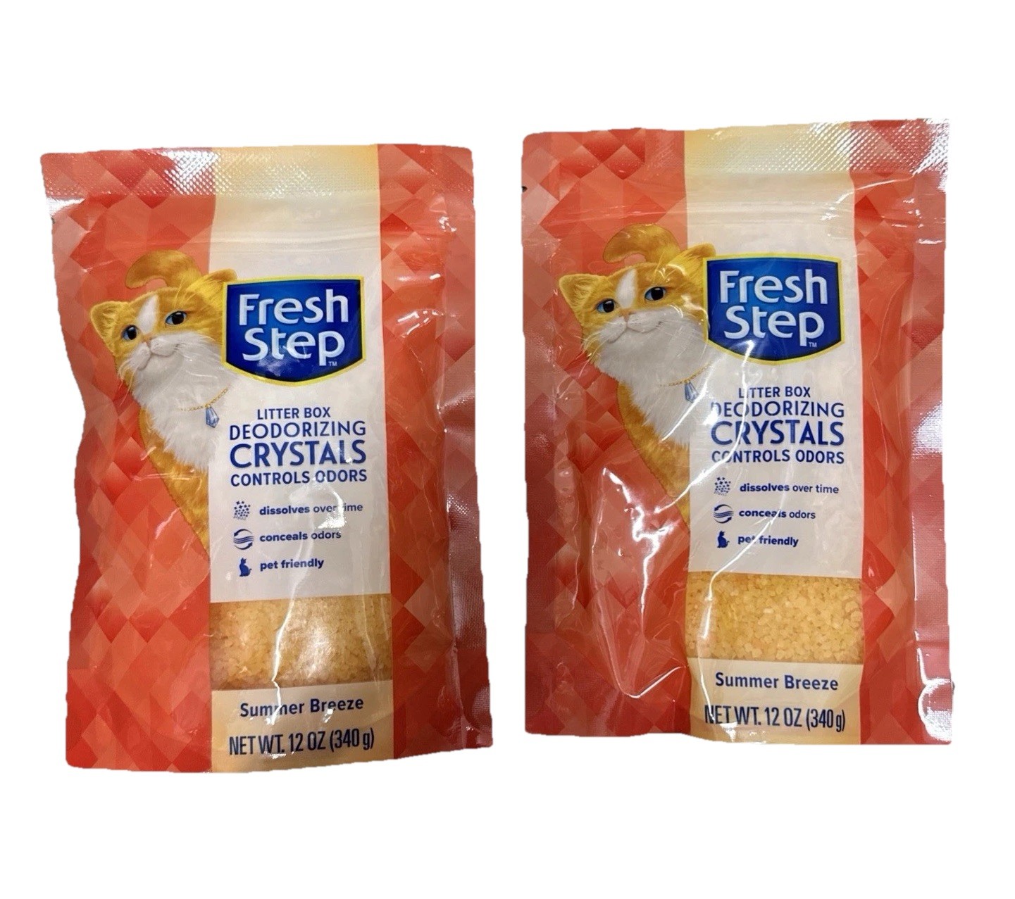 2x Fresh Step Deodorizing Litter Crystals Summer Breeze Cat 