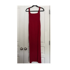 Nasty Gal Red Strappy Square Neck Sleeveless Side Slit Maxi Dress — S US 4