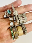 11 x Vintage & Newer Bulk Costume Jewellery Ring Lot Abalone Belt Ring Fashion