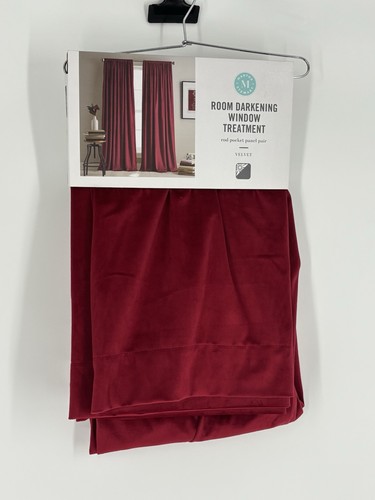 Martha Stewart Window Treatment Red Room Darkening Rod Pocket Panel Pair New - Picture 3 of 7
