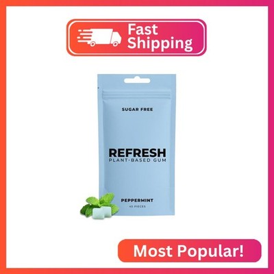 Refresh Gum Peppermint   Xylitol, Sugar Free Chewing Gum Pouch, Natural Flavor &