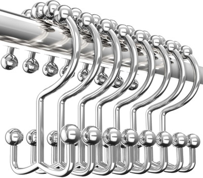 Utopia Bedding Double Shower Curtain Hooks Nickel Double Sided, Shower Curtain R