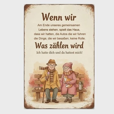 Blechschild Was am Ende des Lebens zählt Metallschild TEL4855