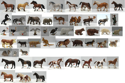Schleich Tiere-Figuren-mit Fähnchen-Auswahl: Pferd,Vogel, Bär, Hund ...