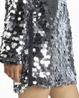 adidas Adilenium Retro Silver Sequins Logo Black Loose Fit Mini Dress Women Size