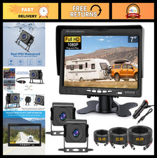 Dual RV Backup Camera System, 7" Monitor, AHD 1080P, 2 Channel, 150  Wide Angle,