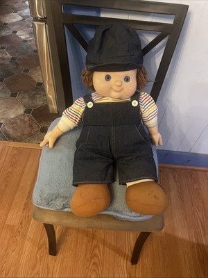 VINTAGE LOLLIPOP KIDS TAIWAN JUMBO YARN HAIR BOY RAG DOLL STRIPE SHIRT SUSPENDER