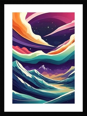 Dramatic Northern Lights Framed Wall Art Poster Canvas Print Picture