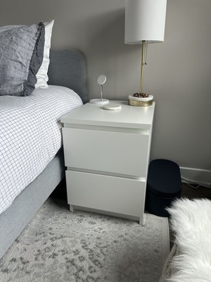 IKEA MALM White 2-Drawer Nightstand Fully Assembled 15 3/4 x 21 5/8''