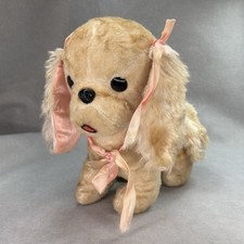 Vintage Cocker Spaniel Dog Plush Fuzzy Floppy Ears Satin 1960s Stuffed Animal