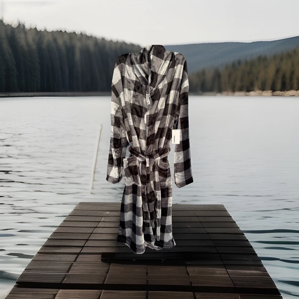 Albornoz de felpa Sonoma Goods para hombre talla S/M. Multicolor. Nuevo con etiquetas. Foto 4 de 4