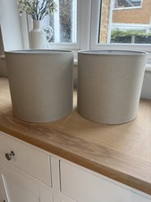 Pair of Neutral Drum Lamp Shades Diameter 23cm - Brand New