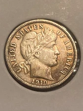 1910-D NICE "BETTER DATE/MM" BARBER 90% SILVER DIME LOW MINTAGE 3,490,000!
