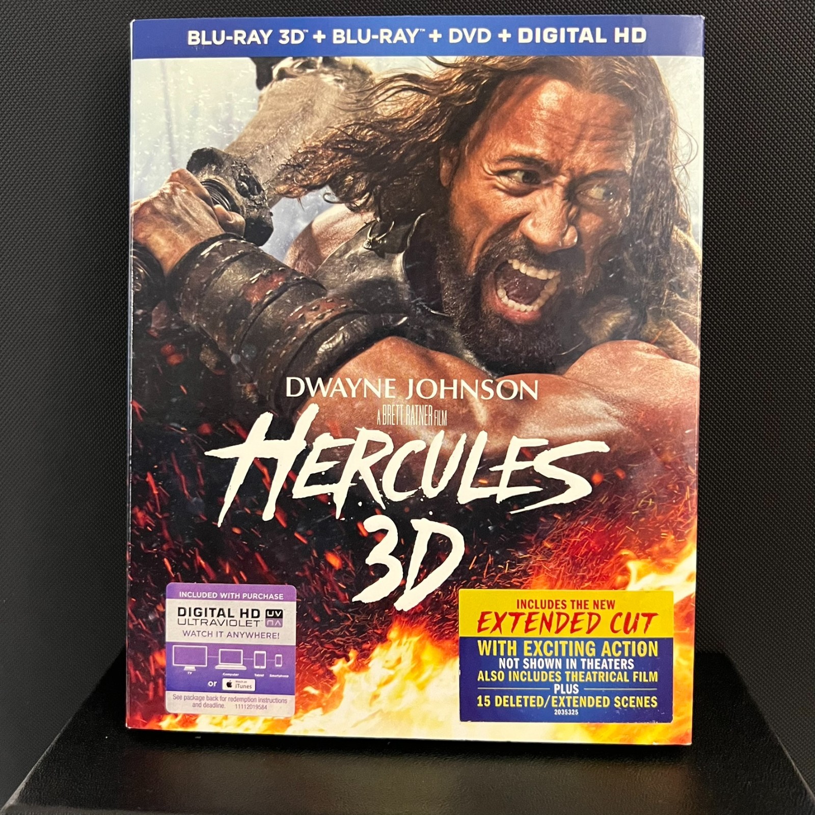 Hercules (Blu-ray 3D, 2014) Dwayne Johnson w/ Slipcover - Very Good - Fast Ship!