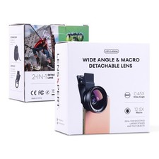 Universal 2-in-1 Cell Lens Kit: 0.45X Super Wide Angle 12.5X Macro Lens, ...