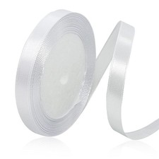 Solid White Satin Fabric Ribbon 3/8 Inch x 25 Yards For Crafts Bows