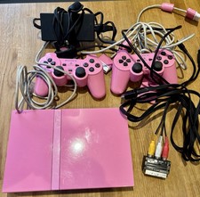 PS2 PlayStation 2 Slim Pink Console Bundle with 2 Controllers Cables Memory Card