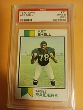 1973 Topps #77 Art Shell ROOKIE RC Oakland Raiders HOF OL PSA 9 OC